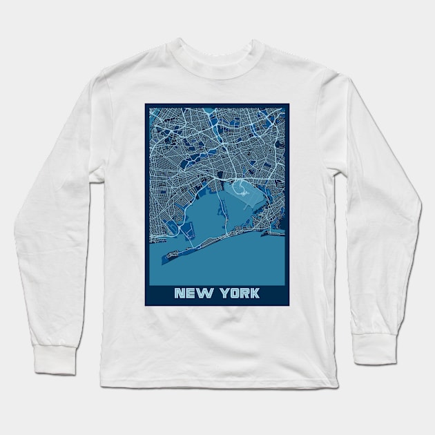 New York - United States Peace City Map Long Sleeve T-Shirt by tienstencil